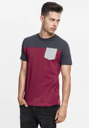 3-Tone Pocket T-Shirt Burgundy/Cha/Grey