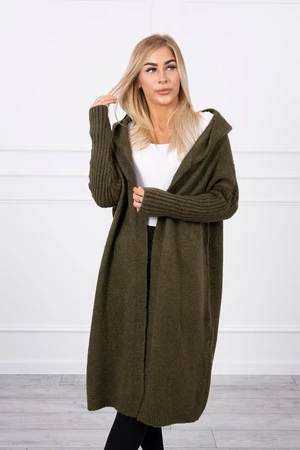 Sweater with hood in khaki color