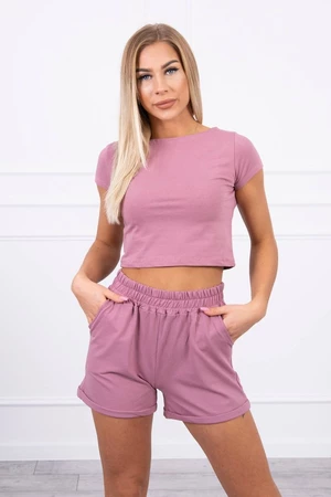 Cotton set with dark pink shorts