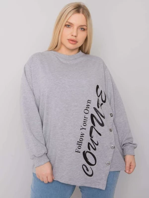 Grey melange plus blouse size with lettering