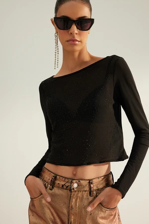 Trendyol Black Stone Print Blouse