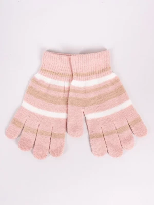 Yoclub Kids's Girls' Five-Finger Striped Gloves RED-0118G-AA50-006