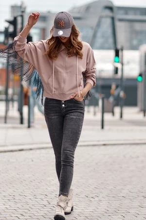 Women's oversized sweatshirt with cappuccino fringe