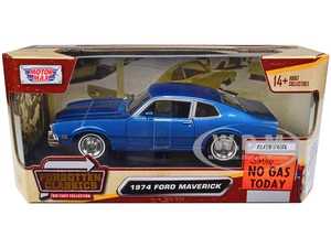 1974 Ford Maverick Blue Metallic "Forgotten Classics" Series 1/24 Diecast Model Car by Motormax