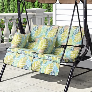 Outdoor Swing Chair Patio Seat Swing Cushion Replacement with Armrest Pillow Classic Garden Swing Seat Chair Cushion