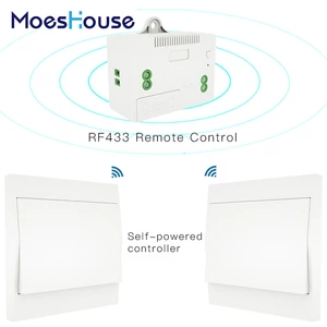 MoesHouse RF433 Wireless Switch No Battery Remote Control Wall Light Switch Self Powered No Wiring Needed Wall Panel Tra