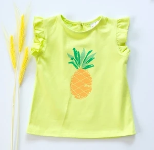 K-Baby Dětské bavlněné triko, krátký rukáv - Ananas - limetka , vel. 68 (3-6m)