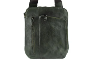 Kožená taška přes rameno crossbody - tmavě zelená
