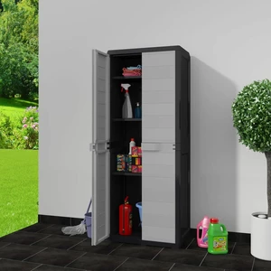 Garden Storage Cabinet with 3 Shelves Black and Gray