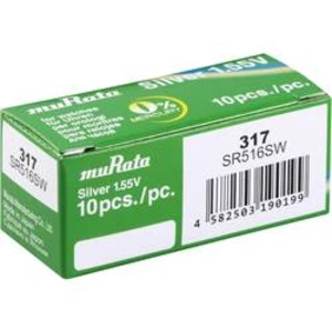 Knoflíkový článek 317 oxid stříbra Murata SR516SW-PBWW 11.5 mAh 1.55 V 10 ks