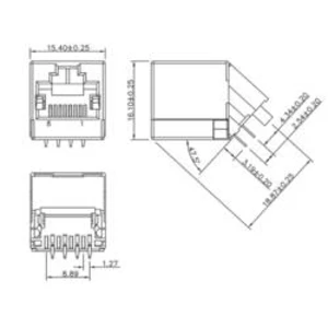 Zásuvka, vestavná encitech 3257-0004-02, RJ45 RJJU-88-142-E7A-025, černá, 1 ks