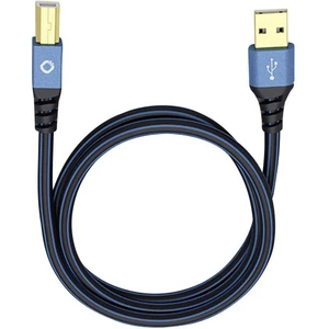 USB 2.0 prepojovací kábel [1x USB 2.0 zástrčka A - 1x USB 2.0 zástrčka B] 3.00 m modrá pozlátené kontakty Oehlbach USB P