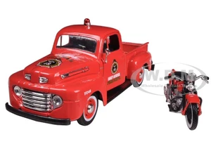 1948 Ford F-1 Pickup Truck "Harley Davidson" Fire Truck and 1936 El Knucklehead Motorcycle 1/24 Diecast Models by Maisto