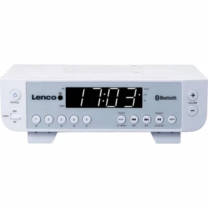 Rádioprijímač Lenco KCR-100 biely Kuchyňské rádio, Bluetooth, 0,9" bílý LED displej, digitální FM tuner, minutka, osvětlení, dálkové ovládání