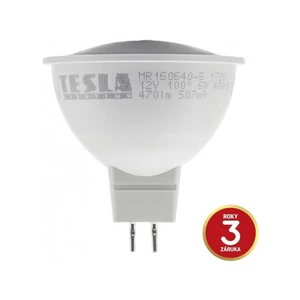 LED žiarovka Tesla bodová, 6W, GU5.3, neutrální bílá (MR160640-5) LED žiarovka • príkon 6 W • náhrada za 40 W žiarovku • pätica GU5,3 (MR16) • teplota