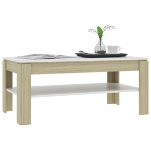 Coffee Table White and Sonoma Oak 43.3"x23.6"x18.5" Chipboard