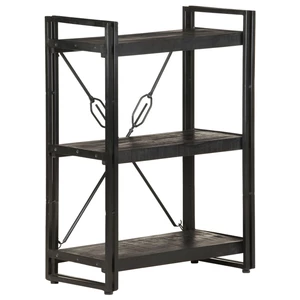 3-Tier Bookcase Black 23.6"x11.8"x31.5" Solid Mango Wood
