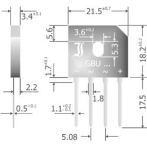 Křemíkový můstkový usměrňovač Diotec GBU6M, U(RRM) 1000 V, 6 A, SIL