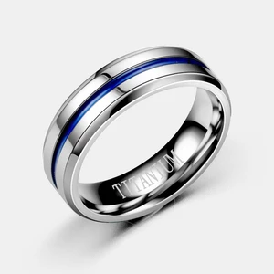 JASSY 1Pc 6mm/8mm Simple Fashion Blue Titanium Steel Polished Couple Ring
