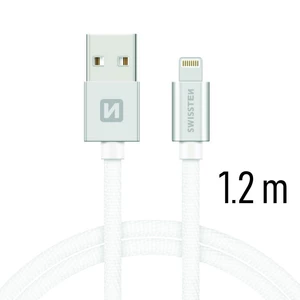 Datový kabel Swissten Textile USB Lightning 1,2 M, silver