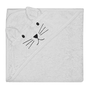 Sivý bavlnený detský uterák s kapucňou Kindsgut Cat