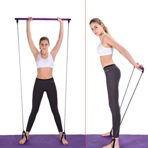 Multi-functional Yoga Pull Rods Portable Gym Pilates Bar with Resistance Band for Chest-expanding Fitness Workout