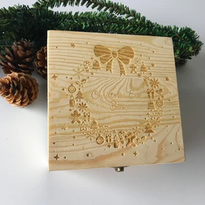 Christmas Decorations EVE BOX Christmas Wooden Carving Gift Box Creative Xmas Tree Box Chocolate Greeting Cards Apples C