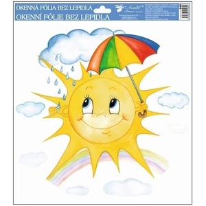 Anděl Okenná fólia Ručne maľované slniečka 30 x 30 cm Slniečko s dáždnikom