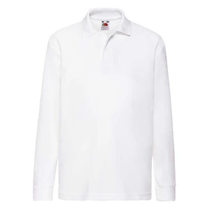 White Long Sleeve Polo Shirt Fruit of the Loom