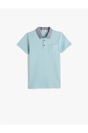 Koton Polo-Neck T-Shirt Short Sleeved One Pocket Detailed Cotton.