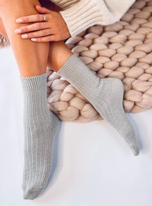 Svetlosivé hrejivé dámske ponožky