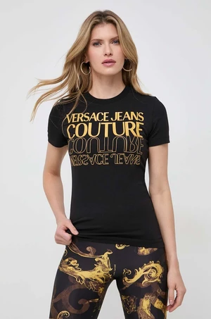 Tričko Versace Jeans Couture dámsky, čierna farba, 76HAHC00 CJ02C