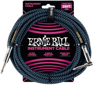 Ernie Ball P06060 Blau-Schwarz 7,5 m Gerade Klinke - Winkelklinke