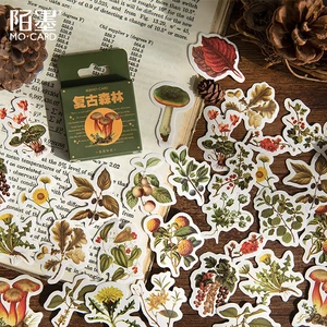 45Pcs Retro Forest Stickers Decorative Sticker Diary Stationery Album Sticker Flakes Scrapbooking