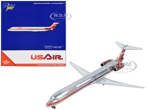 McDonnell Douglas MD-82 Commercial Aircraft "USAir" Silver with Red Tail 1/400 Diecast Model Airplane by GeminiJets