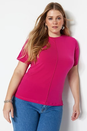 Trendyol Curve Fuchsia Knitted Rib Detailed Blouse