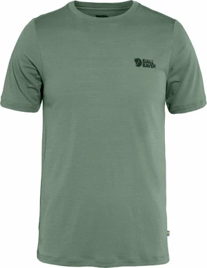 Fjällräven Abisko Wool Logo SS M Patina Green L Camiseta Camisa para exteriores
