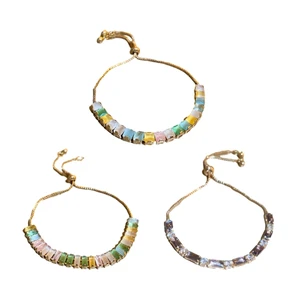 Simple Candy Color Bracelets Vintage Geometric Zircon Bracelets Wristwear