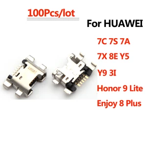 100pcs Micro USB Jack Charging Socket Port Plug Dock Connector 5pin For HUAWEI 7C 7S 7A 7X 8E HONOR 9 lite Enjoy 8 Plus Y5 Y9 3I
