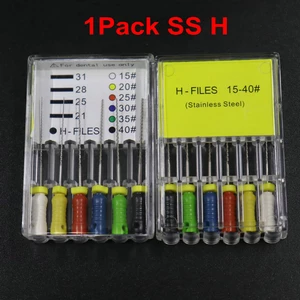 25mm 1Pack Dental SS H Files 15-40# Stainless Steel Endodontics Root Canal Instruments Hedstrom Clinical Tools for Dentist