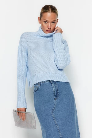 Trendyol Blue Wide Fit Miękki sweter z dzianiny strukturalnej