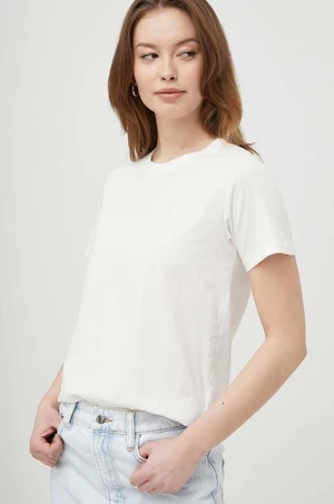 Bavlnené tričko Pepe Jeans dámsky, béžová farba