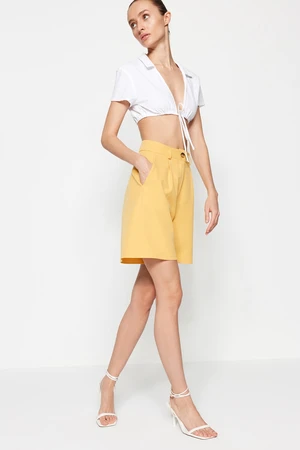 Trendyol Yellow Regular Fit Pocket Woven Shorts