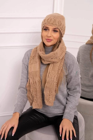 Ladies set with scarf Adrianna K417 camel