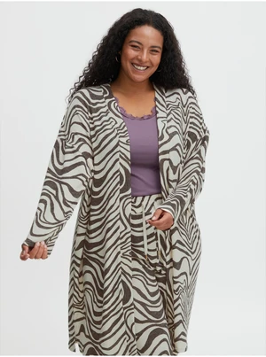 Brown-White Patterned Ladies Cardigan Fransa - Ladies