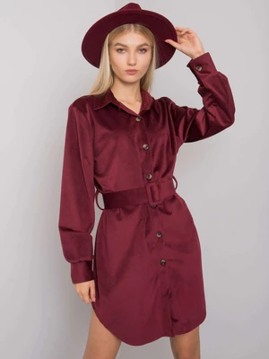 Burgundy dress with buttonhole