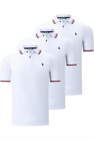 TRIPLE SET T8594 DEWBERRY MENS T-SHIRT-WHITE-WHITE-WHITE