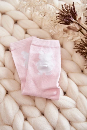 Youth Cotton Socks White Rabbit Pink