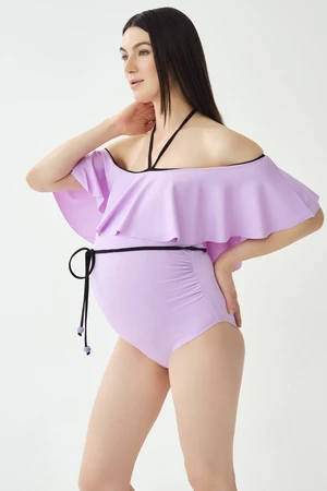 Dagi Women's Lilac Flounce Strapless Swimwear