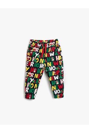 Koton Jogger Sweatpants Christmas Theme, Printed, Tie Waist with Pockets.